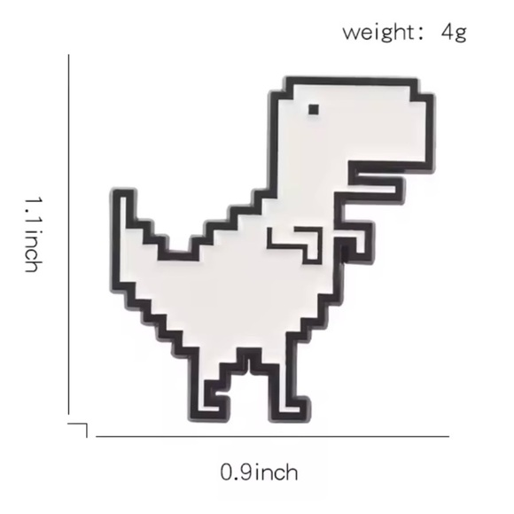 Pixel T-Rex Enamel Pin – Funny Geek Dinosaur Brooch - Picture 4 of 7